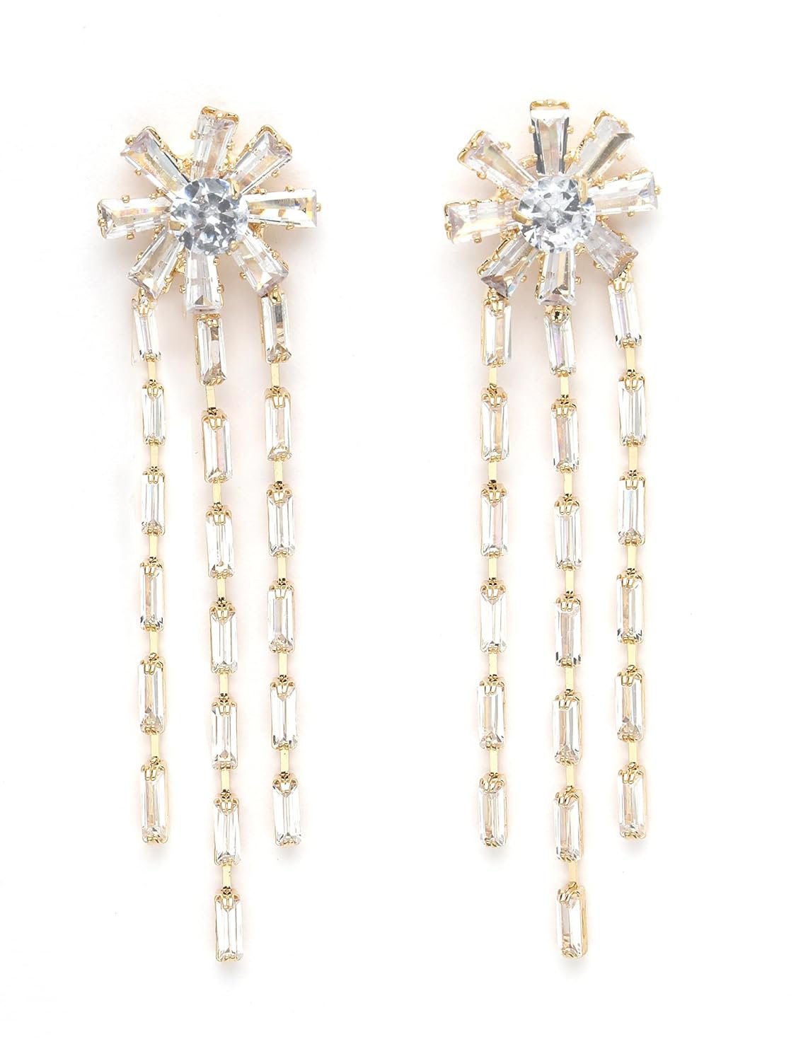 Oorbellen met bloemvormige zirkonia – mode-sieraden – verguld – paar