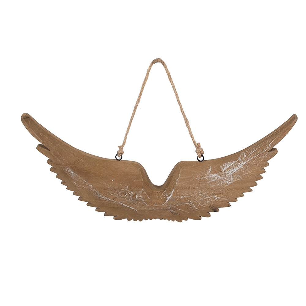 Decoratie Hanger Vlugels 30x3x12 cm Bruin Wit Hout