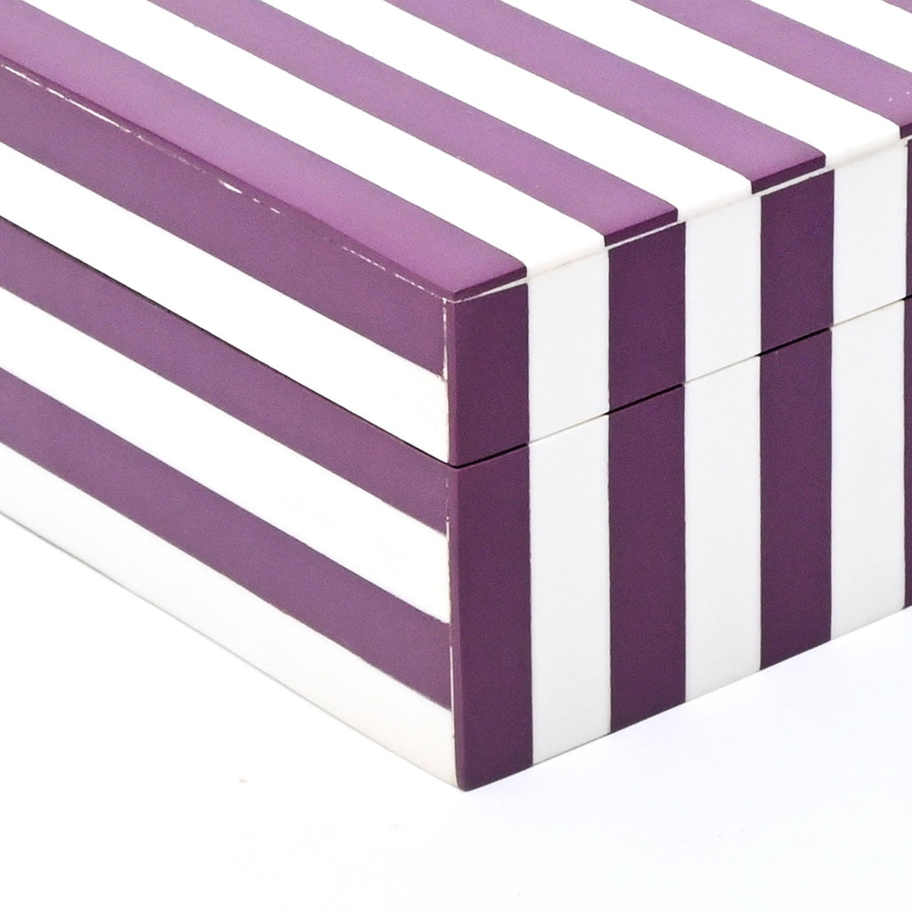 Paars gestreepte hars opbergdoos glanzende MDF decoratieve behuizing