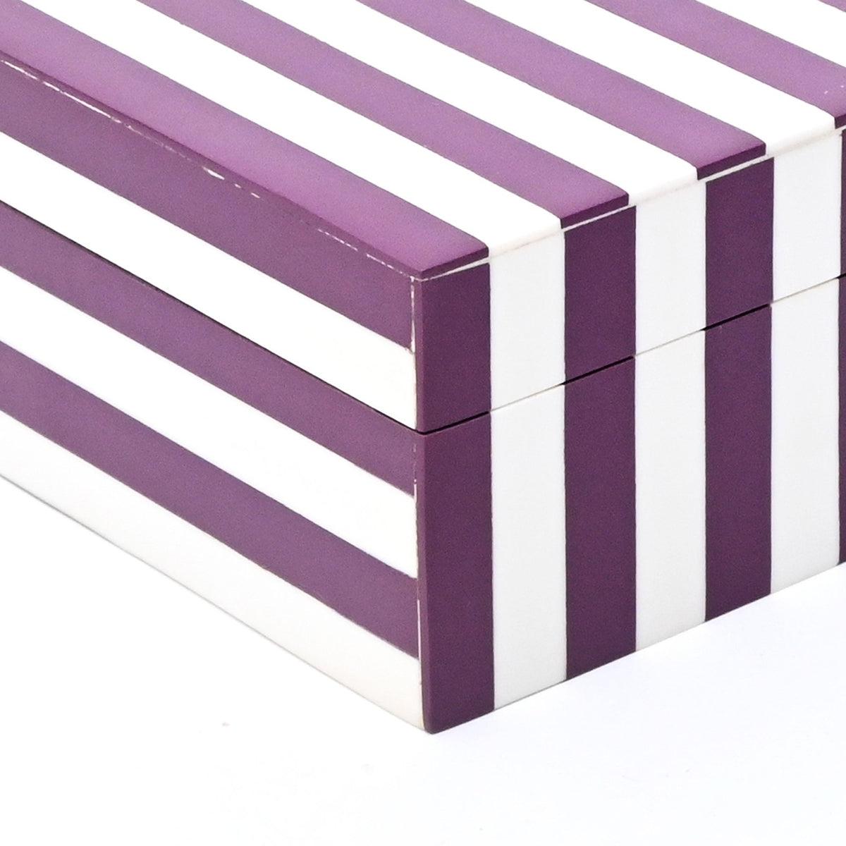 Paars gestreepte hars opbergdoos glanzende MDF decoratieve behuizing