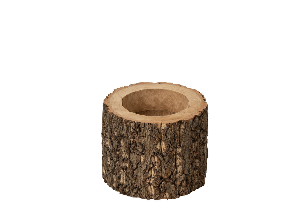 J-Line bloempot Boomstam - hout - naturel - small