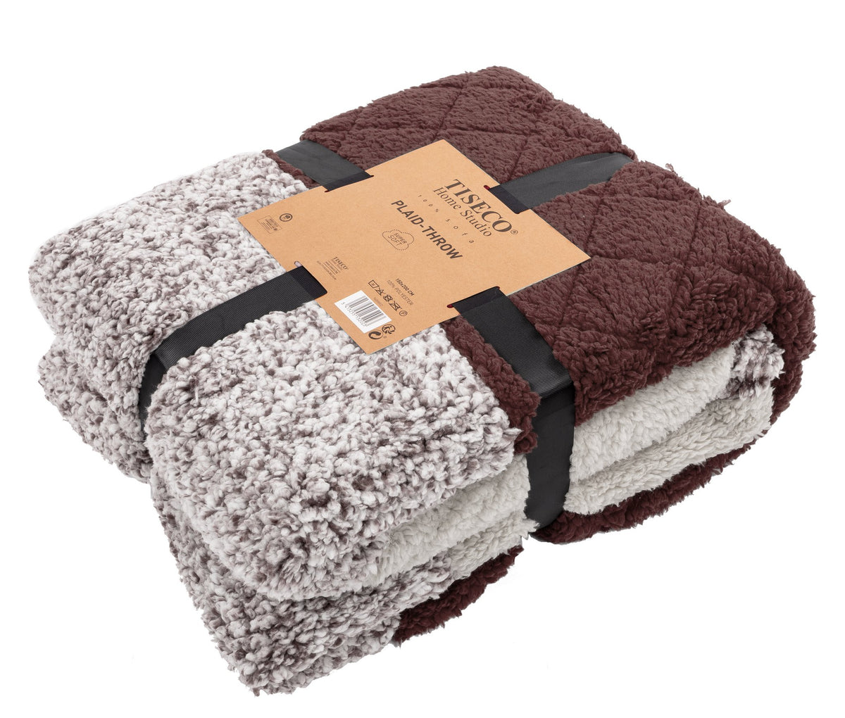 Plaid patchwork sherpa, 150x200 cm, brown