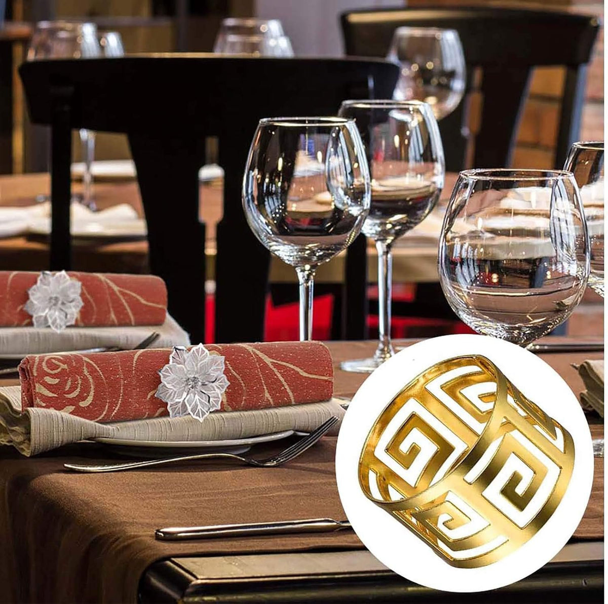 Gouden servetringen met holle snede – tafelbladaccessoires – duurzame legering – set van 4
