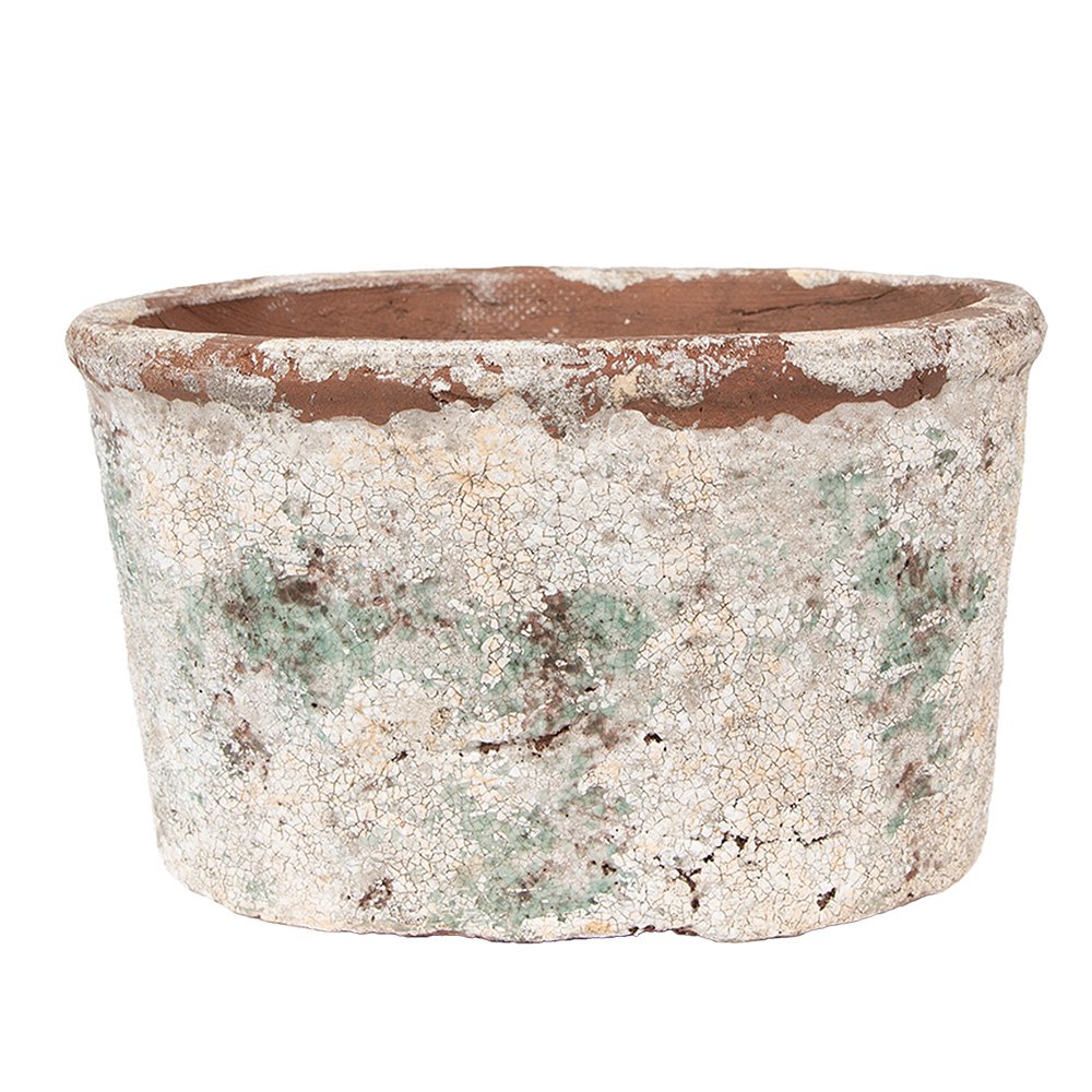 Bloempot 21x13x12 cm Beige Groen Terracotta