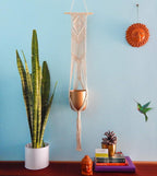 Gebroken witte macramé plantenhanger
