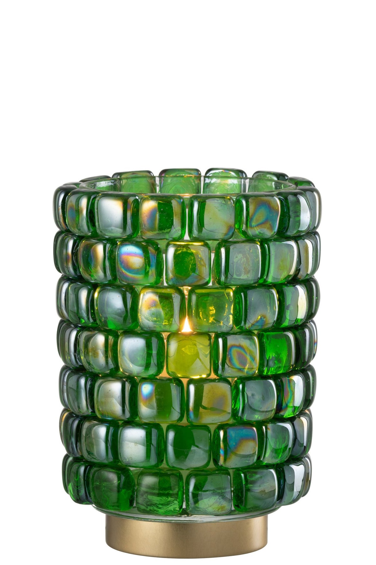 J-Line Theelicht Vierkant Mozaiek Glas Groen Large