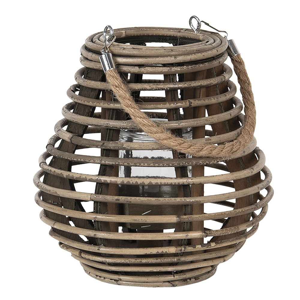 Windlicht Ø 23x23 cm Bruin Hout Kaarsenhouder