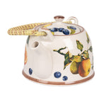 Theepot met Filter 800 ml Wit Geel Keramiek Sinaasappel