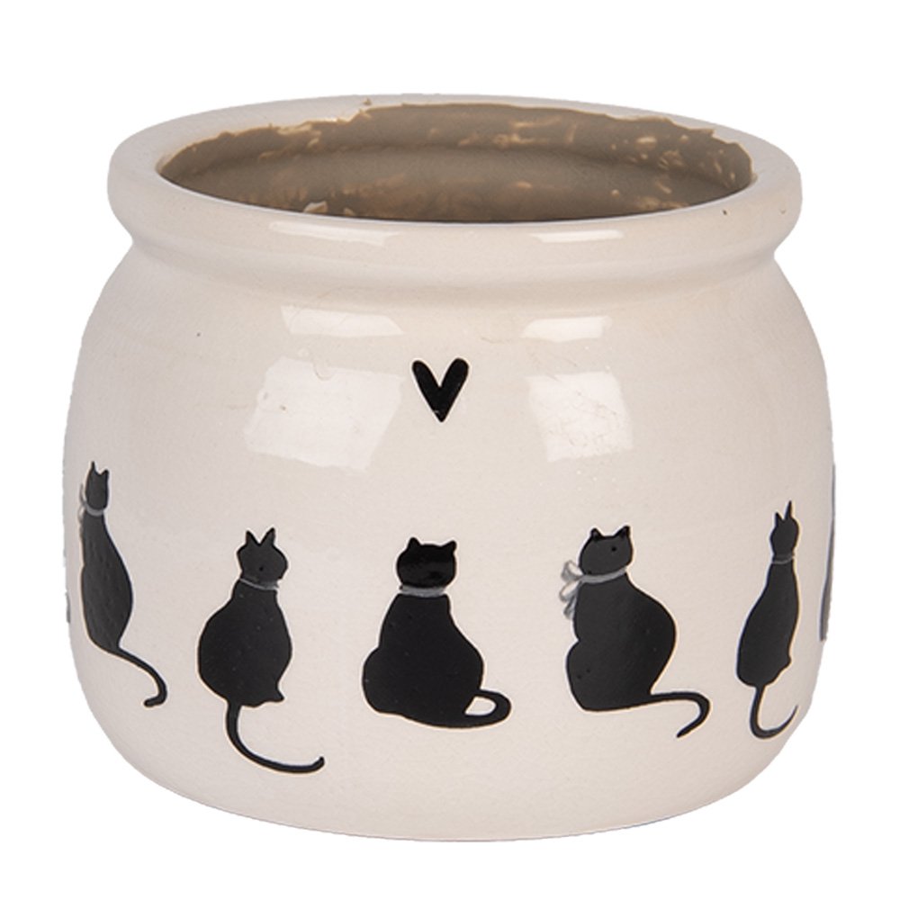 Bloempot Ø 12x10 cm Beige Keramiek Katten