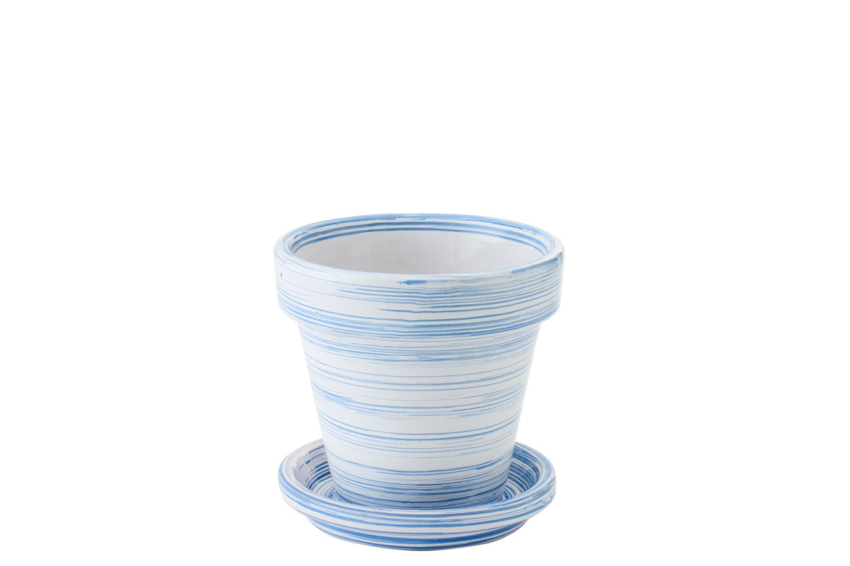 J-Line bloempot - keramiek - blauw/wit - S