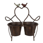 Planthouder 39x18x39 cm Bruin IJzer Vogels