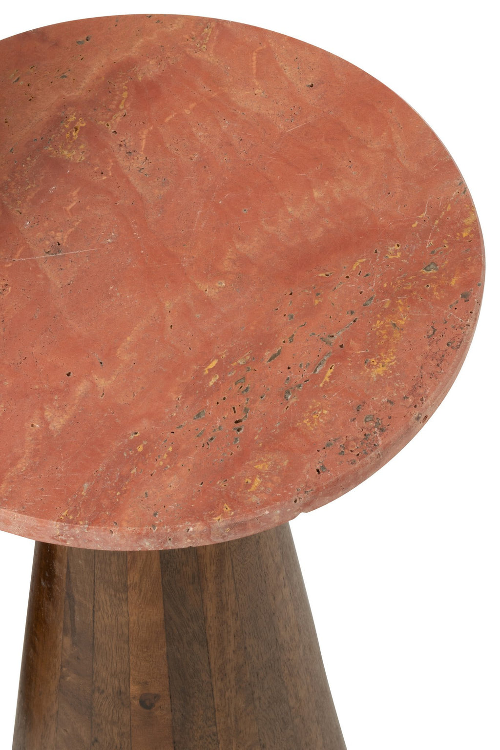 J-Line bijzettafel Rond Marmer - hout - terracotta/bruin - set van 2