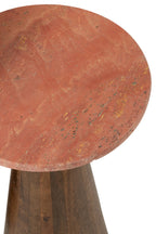 J-Line bijzettafel Rond Marmer - hout - terracotta/bruin - set van 2