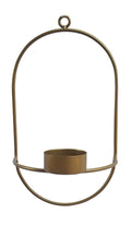 Metalen wandtheelichthouder 12x20cm goud