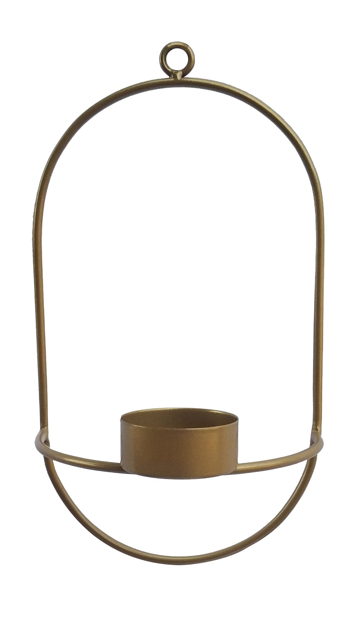 Metalen wandtheelichthouder 12x20cm goud