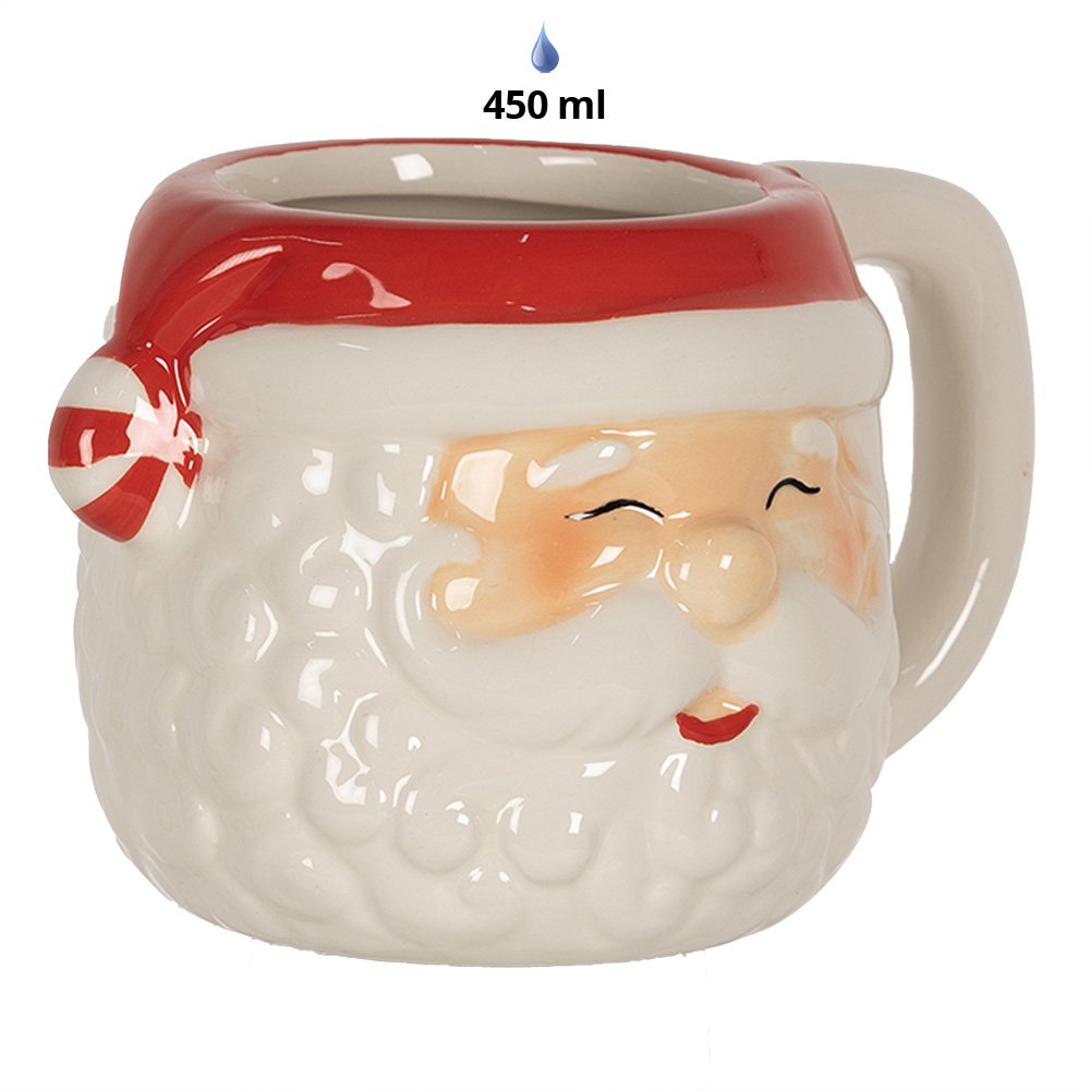 Mok Kerstman 450 ml Wit Rood Keramiek Theemok