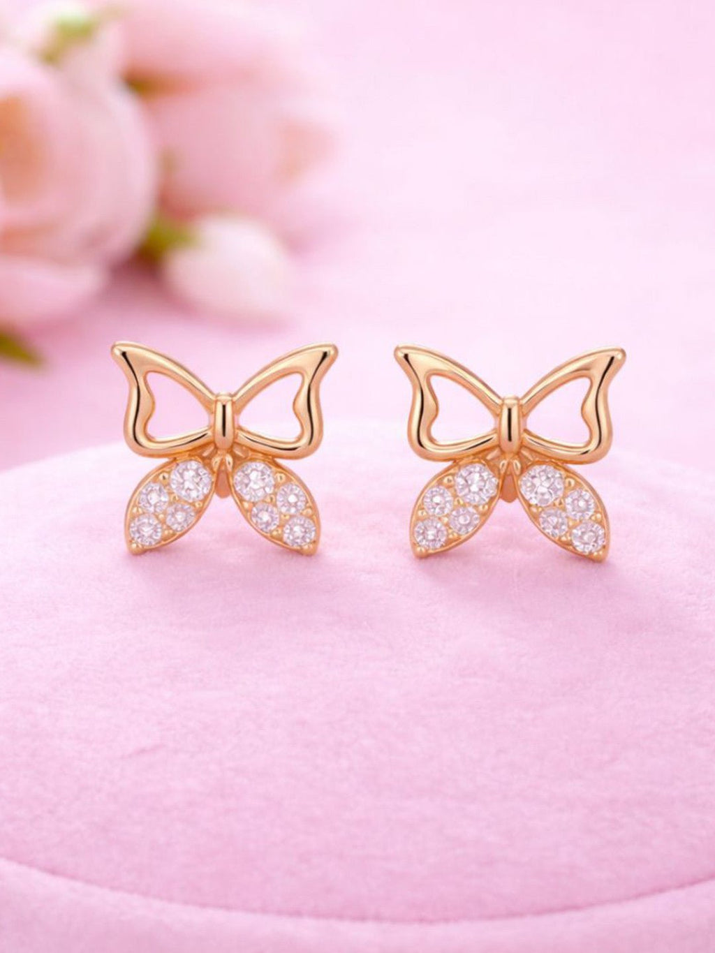 Eigentijdse studs – oorknopjes – roséverguld – zirkonia-accent