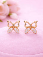 Eigentijdse studs – oorknopjes – roséverguld – zirkonia-accent