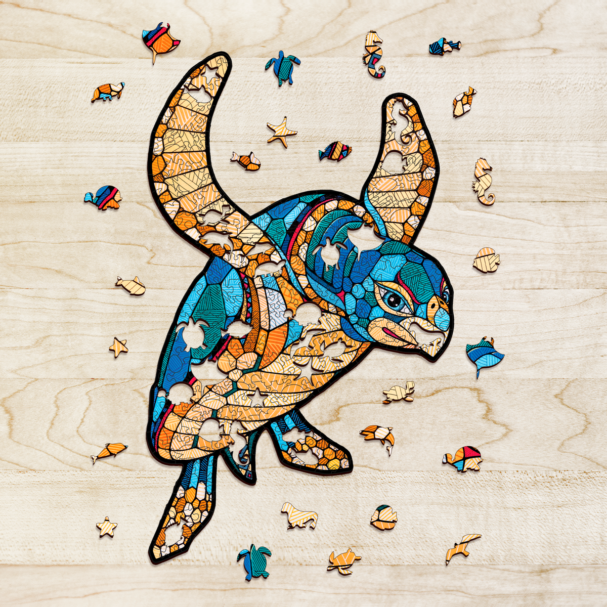 Eco Wood Art (EWA) Houten Legpuzzel Schildpad/ Turtle Size M, 2352, 39,5x28,3x0,5cm