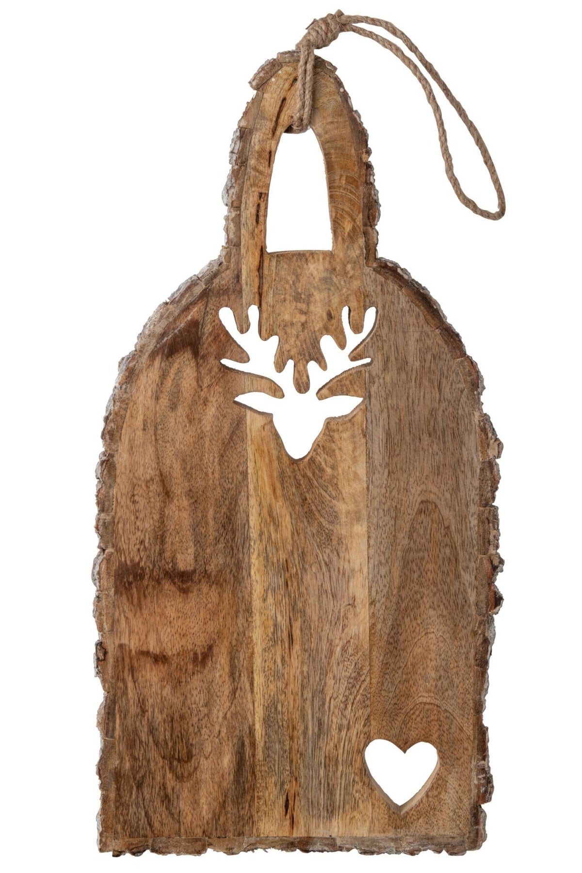 J-Line snijplank met schors - mangohout - naturel - L