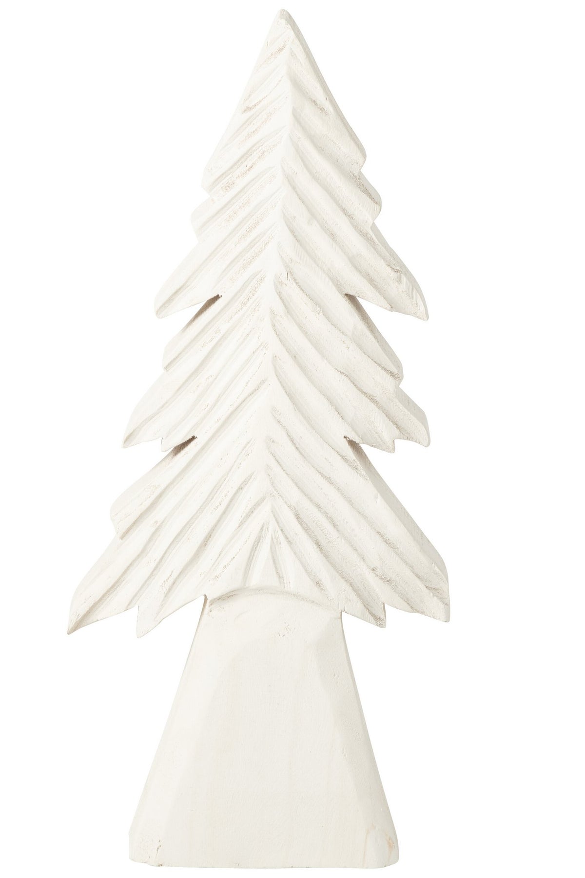 J-Line Gebeeldhouwde boom - paulowniahout - gebroken wit - large