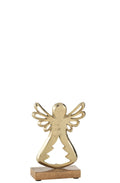 J-Line decoratie Engel Op Voet - aluminium/hout - goud - small