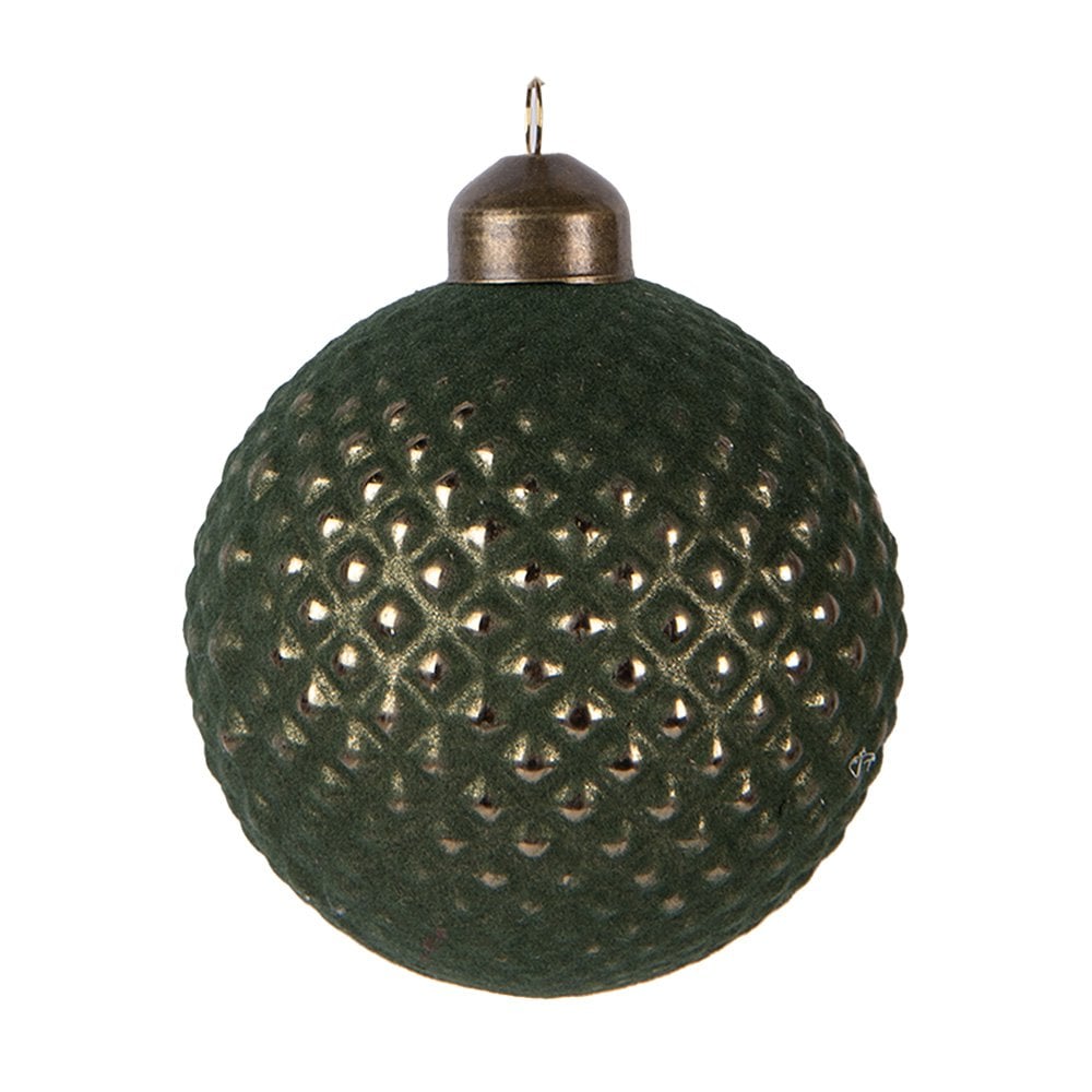 Kerstbal Ø 8x9 cm Groen Glas