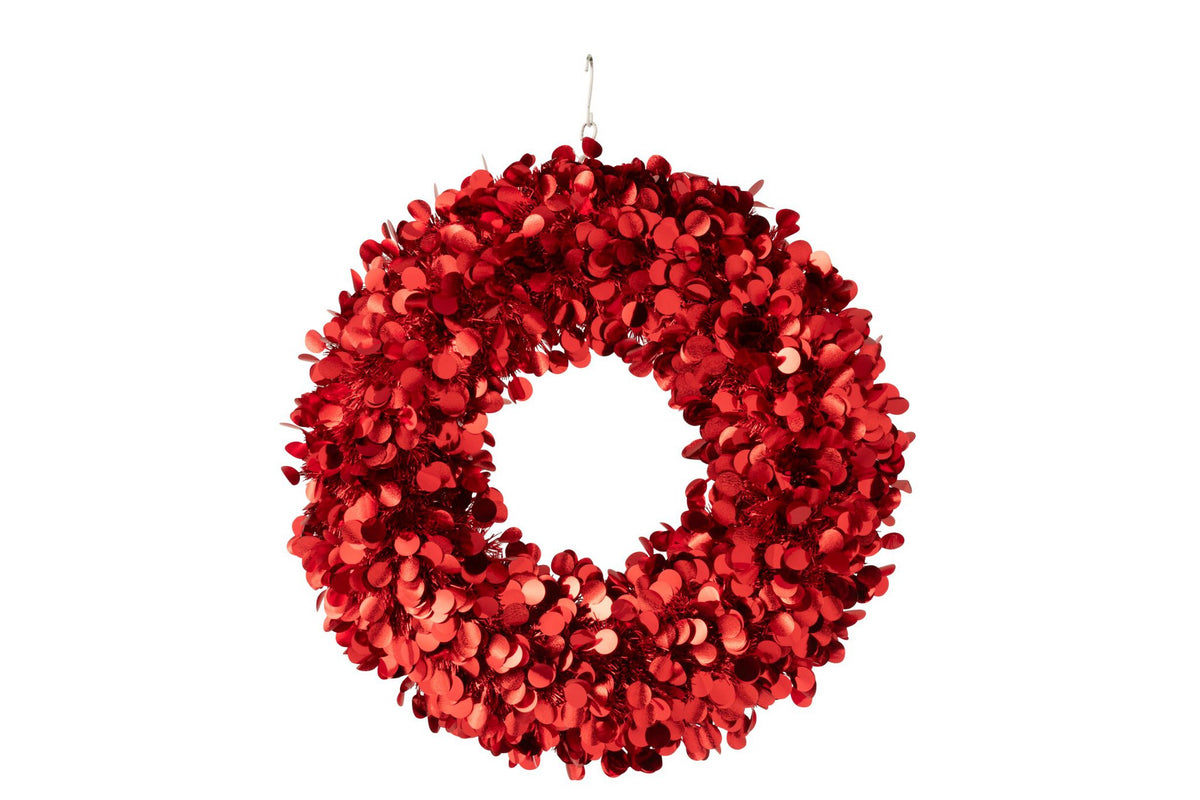 J-Line decoratie krans Sprankelend - polystyreen - rood - medium