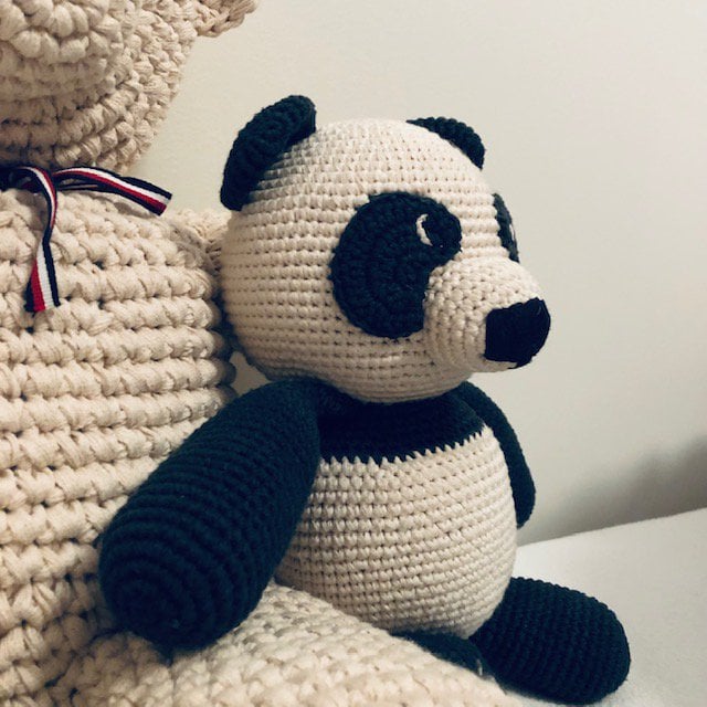 Luna-Leena panda beer knuffel zwart & wit - biologisch katoen - 0+ - hand gehaakt in Nepal