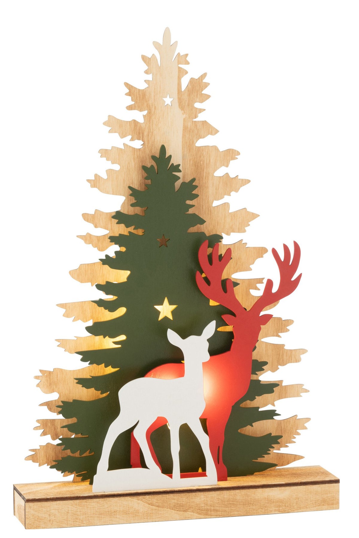 J-Line Deco Winter Led Rendier Bomen Hout Mix