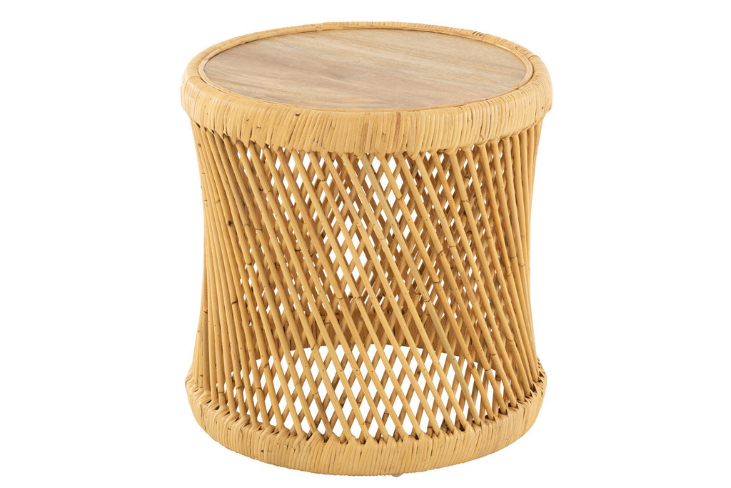 J-Line bijzettafel Cylindrisch - rotan - naturel
