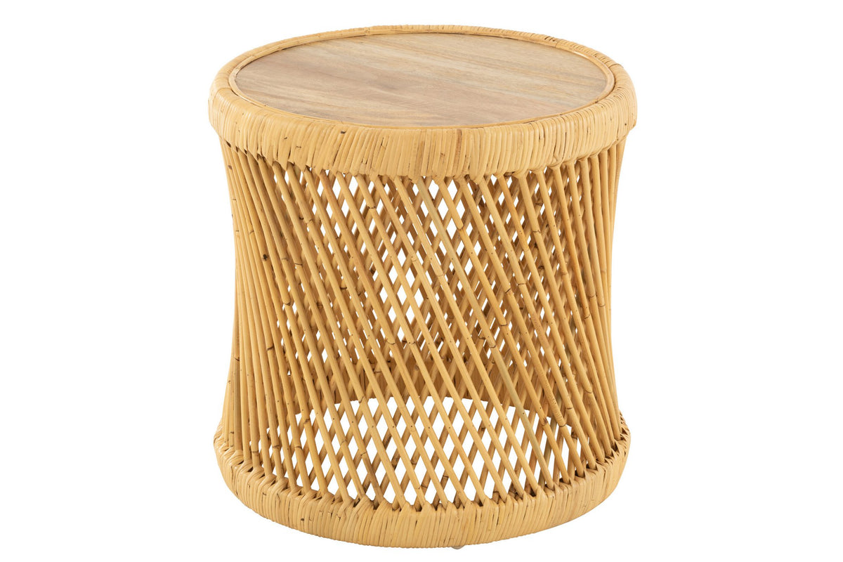 J-Line bijzettafel Cylindrisch - rotan - naturel