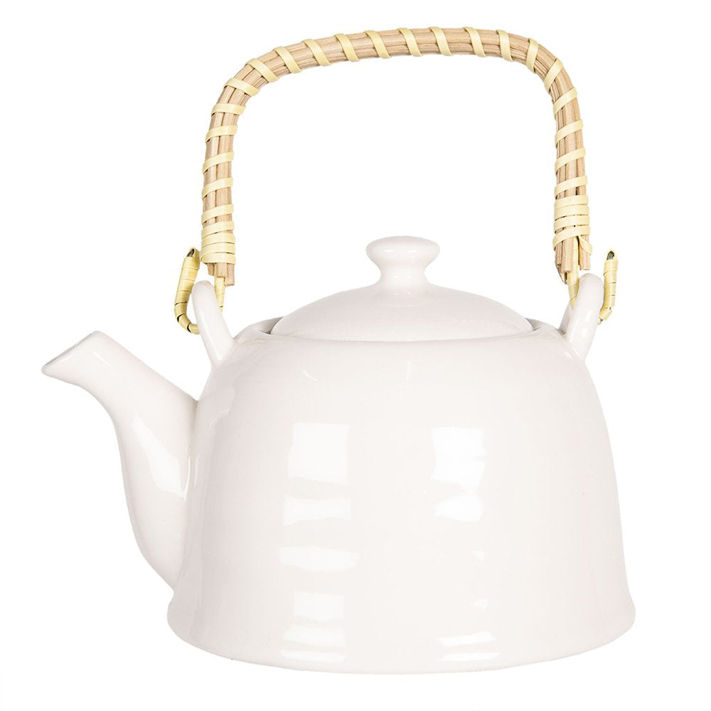 Theepot met Filter 800 ml Wit Porselein Theekan