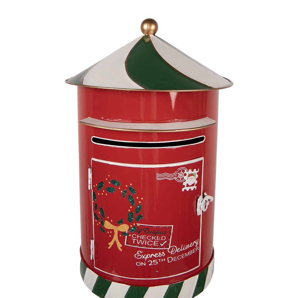 Kerstdecoratie Beeld Brievenbus Ø 24x58 cm Rood Metaal