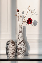 J-Line vaas Zen Peer - porselein - wit/zwart - 43 cm hoog