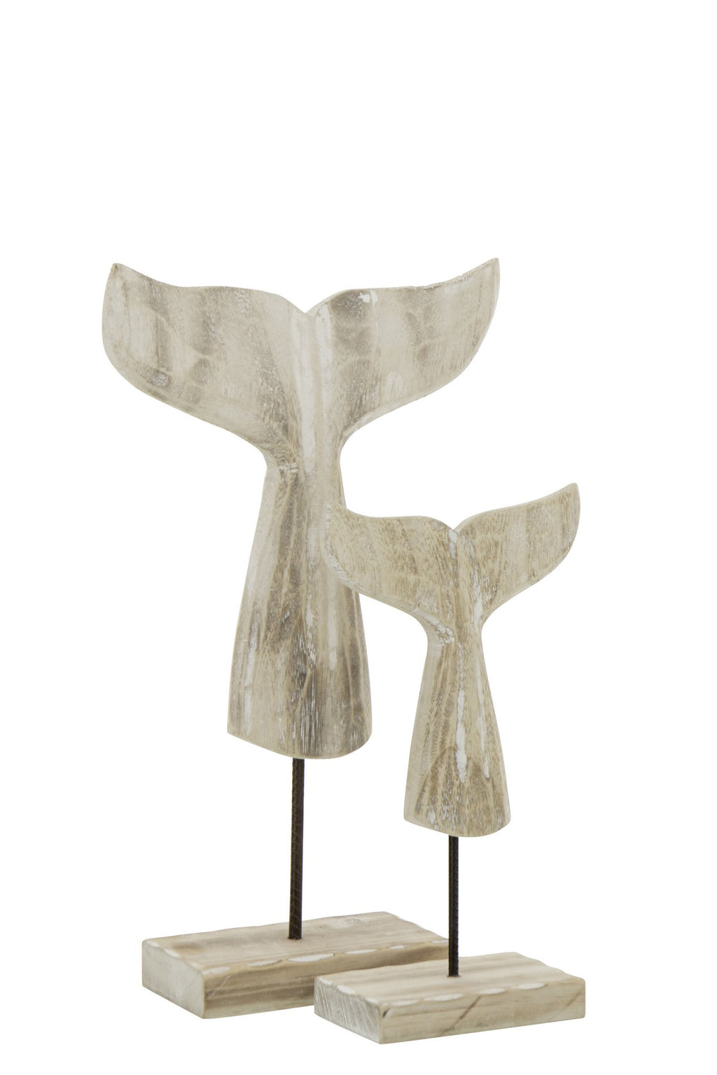 J-Line decoratie Walvis Staart Witgewassen - hout - naturel - L