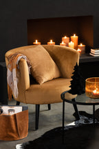 J-Line opbergmand Rond - leder/textiel - cognac