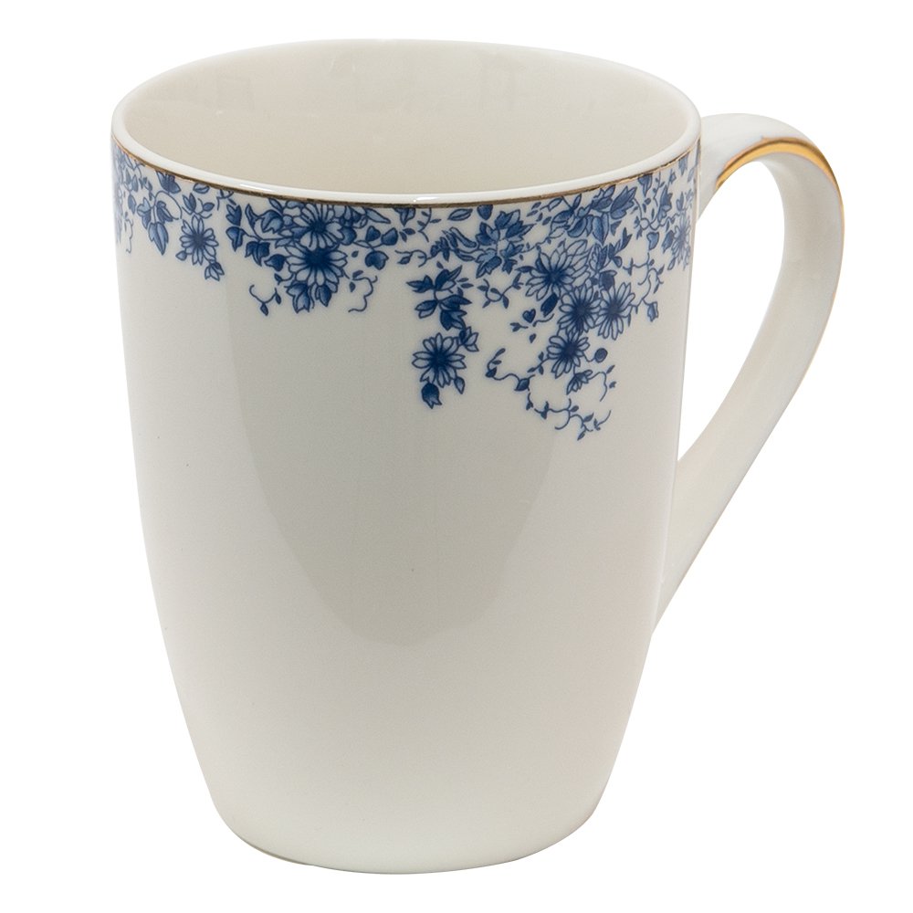 Mok 330 ml Blauw Porselein Bloemen Theemok