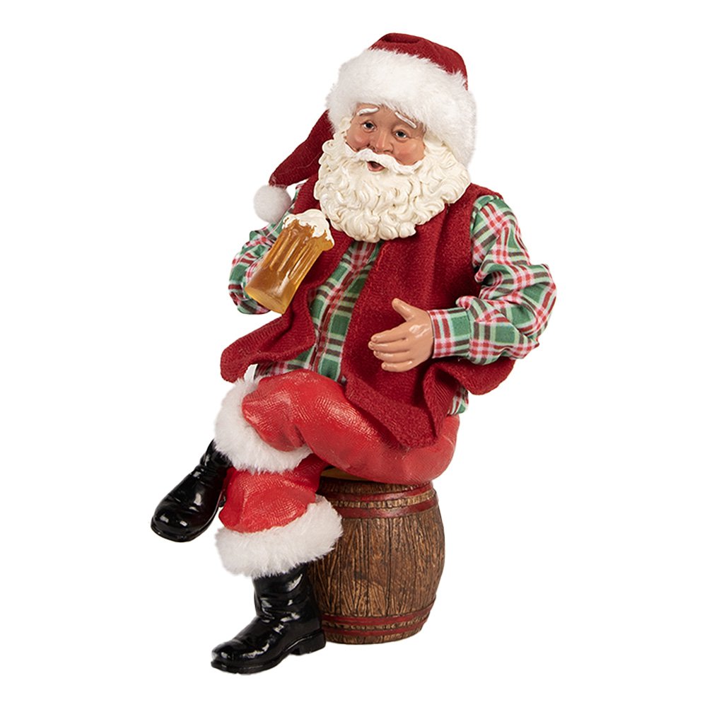 Kerstdecoratie Beld Kerstman 13x10x28 cm Rood Textiel