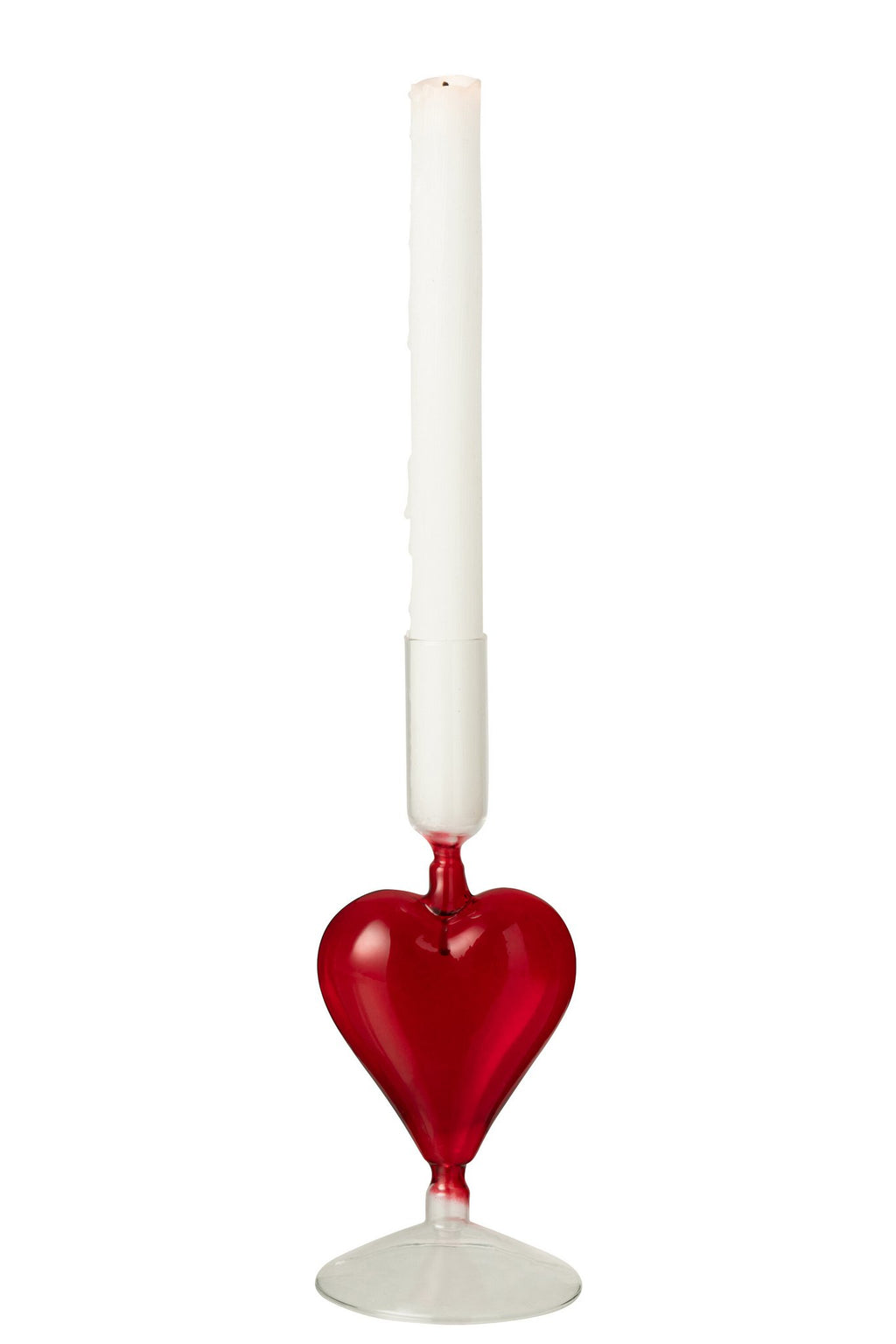 J-Line kaarshouder Hart - glas - transparant/rood