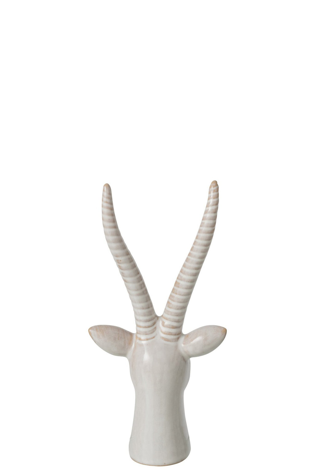 J-Line decoratie Hert Hoofd - porselein - ecru - small