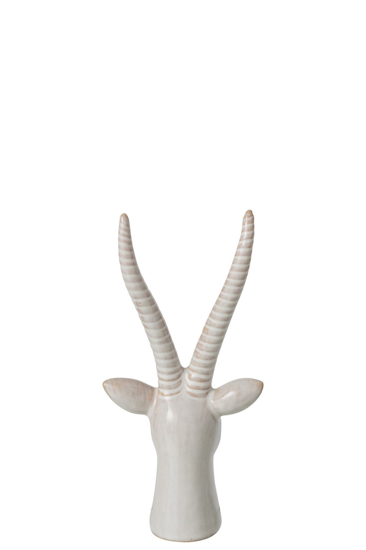 J-Line decoratie Hert Hoofd - porselein - ecru - small