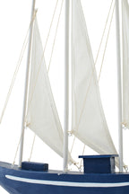 J-Line decoratie Zeilboot - hout - blauw/wit - L