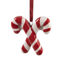 Kersthanger Zuurstok 6x2x8 cm Rood Wit Keramiek