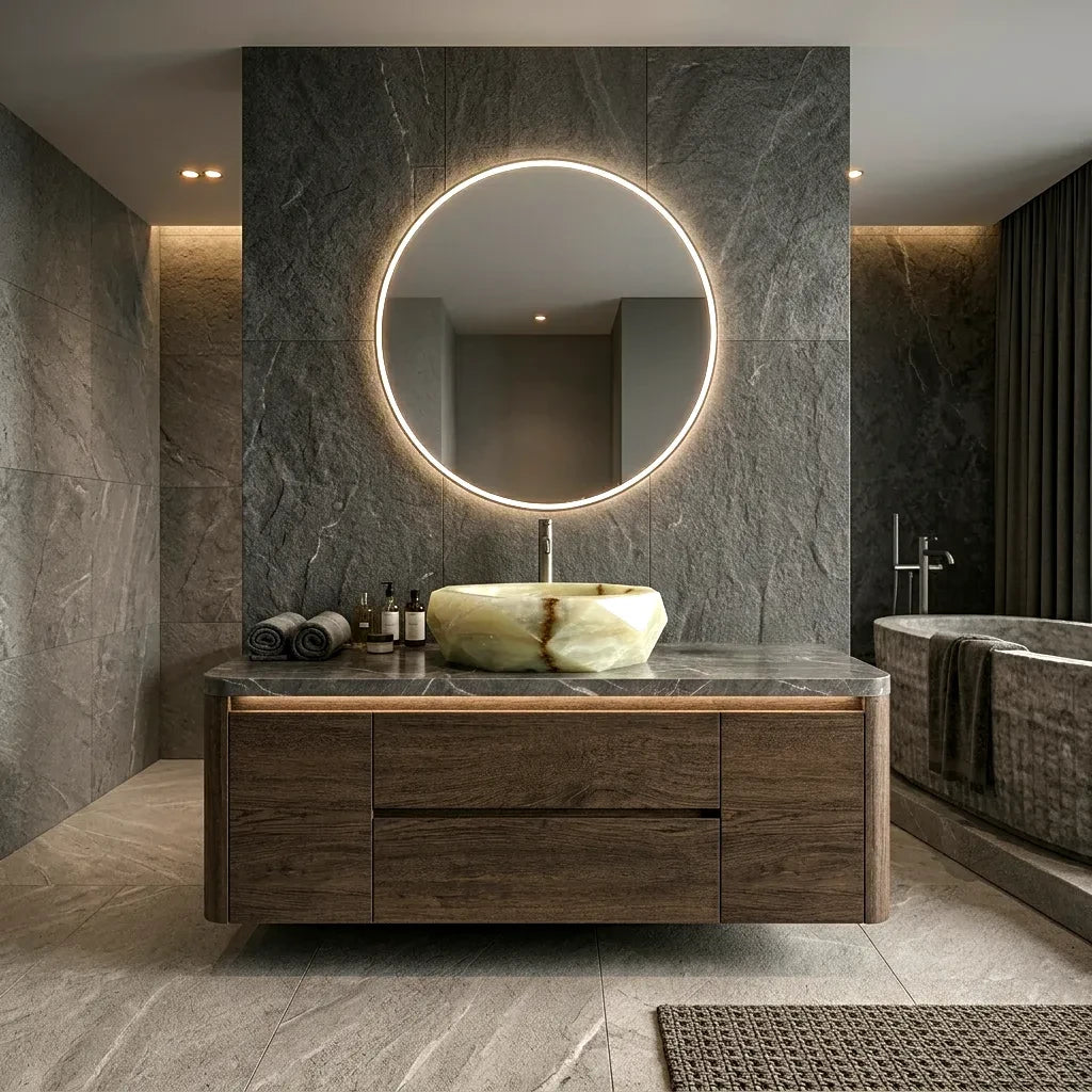 Natuurstenen wastafel - Lichtgroene onyx