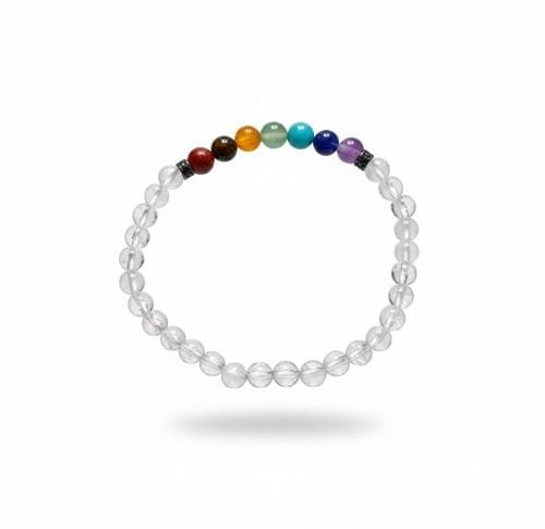 Dames armband Bergkristal met 7 Chakra kralen