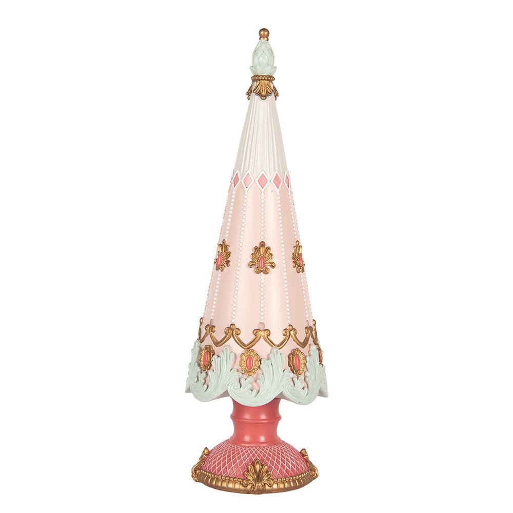 Kerstdecoratie Beeld Kerstboom Ø 10x30 cm Roze Kunststof