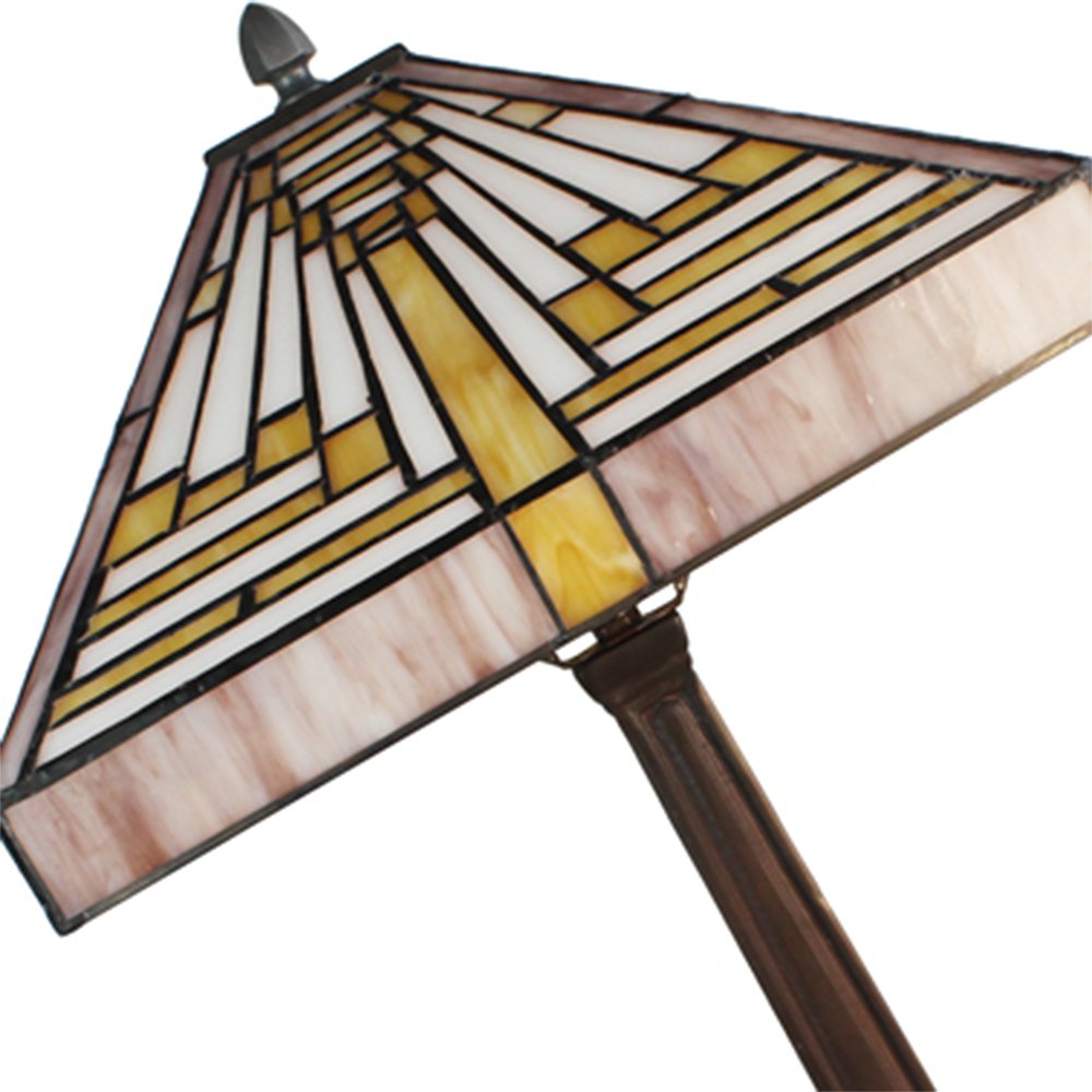 Tiffany Tafellamp 31x31x48 cm Beige Paars Glas Tiffany Bureaulamp