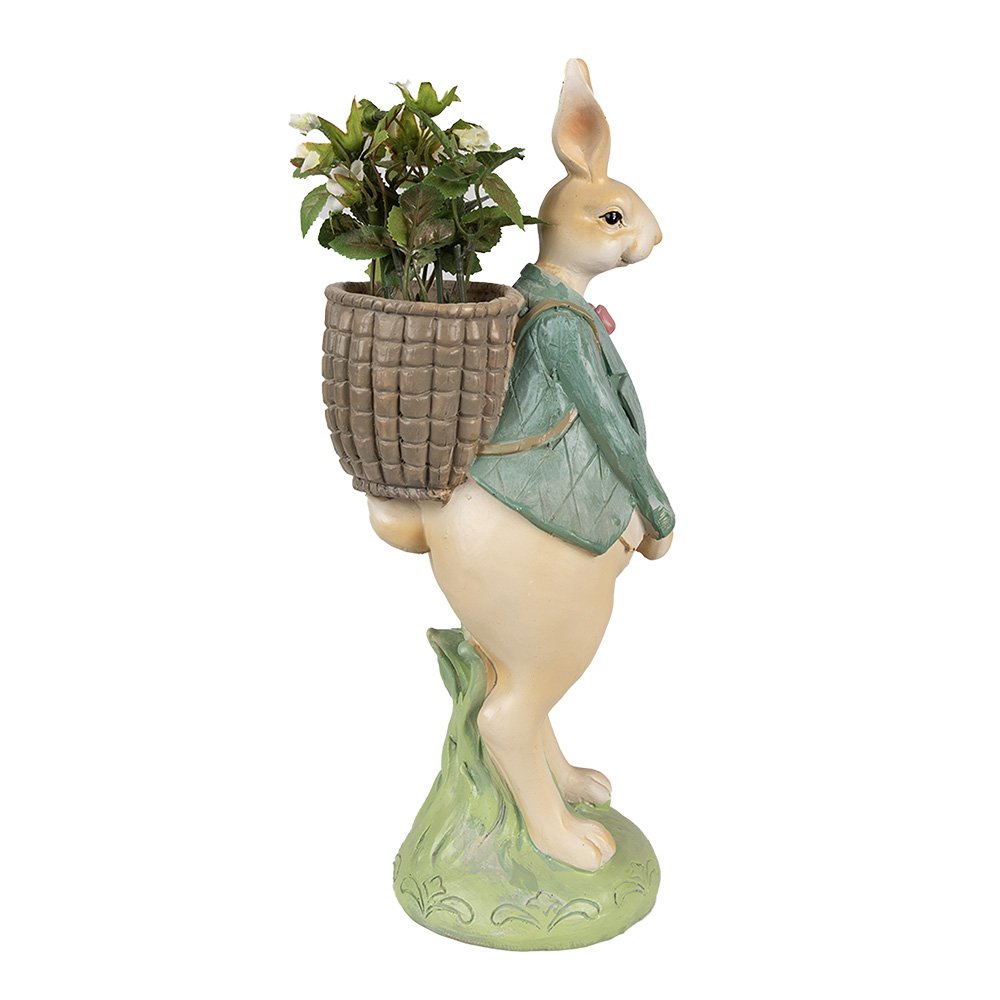 Beeld Konijn 30 cm Bruin Groen Polyresin Paasdecoratie