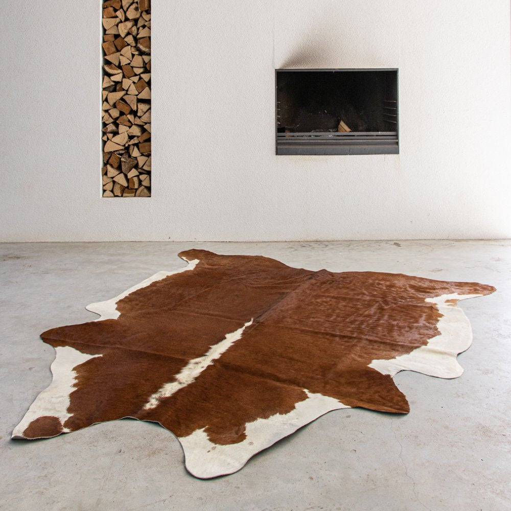 Vloerkleed koe bruin/wit 250cm